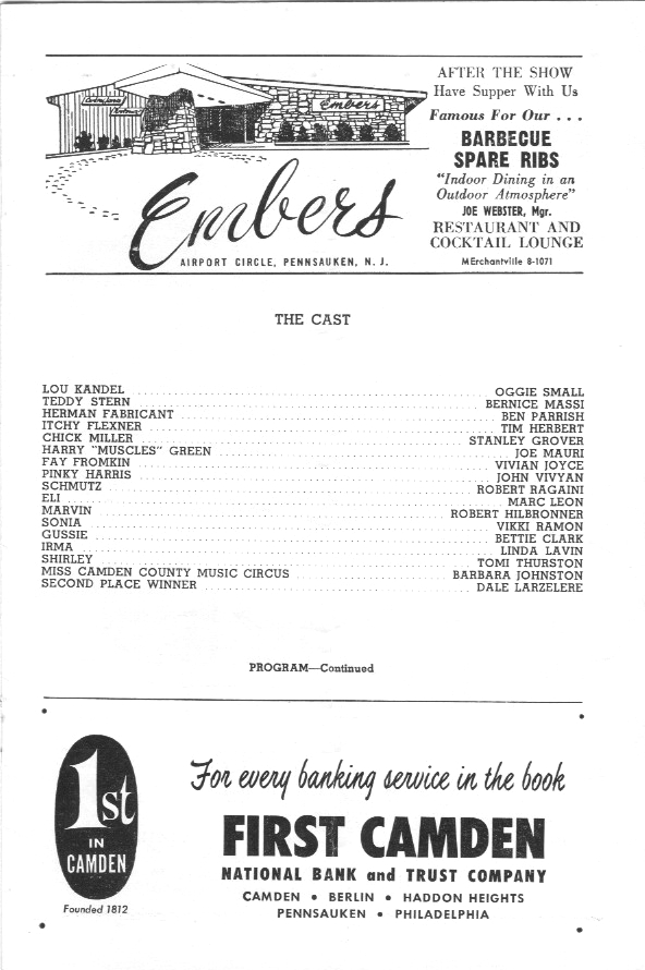 'Wish You Were Here' 1956 playbill, page 4